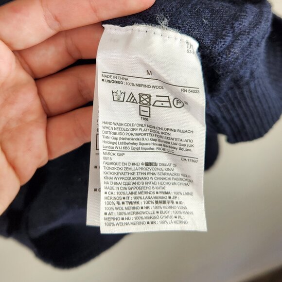 Gap Slub Merino Wool Lightweight Knit V-Neck Sweater Navy Blue sz M - Picture 8 of 9